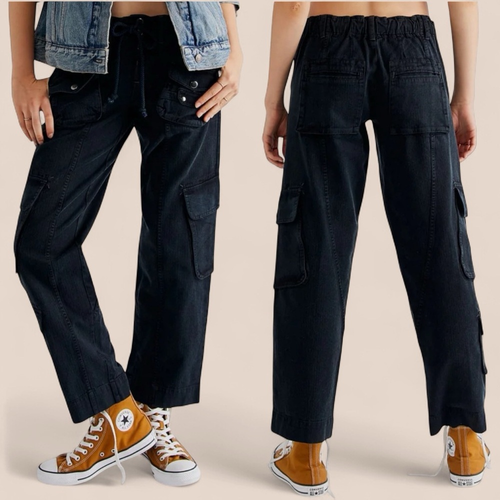 FP Free People | Tahiti Cargo Pants | Jet Black | Boho Baggy | Women’s XL